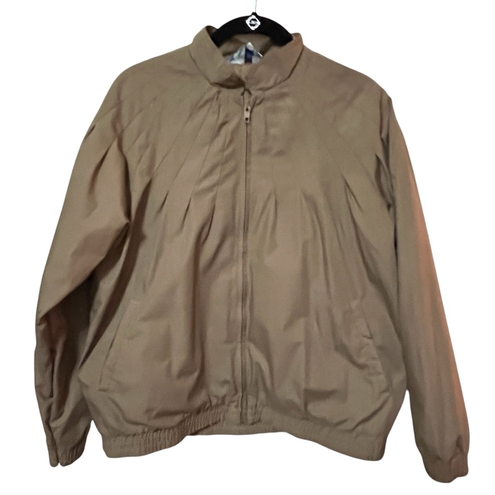 VINTAGE PACIFIC TRAIL BOMBER JACKET MUSHROOM BROWN PLEATED BOXY MENS UNISEX